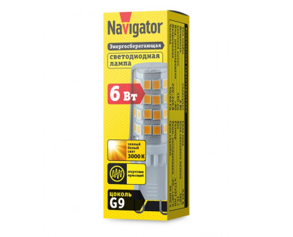 Светодиодная (LED) лампа Navigator 80 254 NLL-P-G9-6-230-3K-NF (без пульсаций) 6 Вт G9 Капсула Теплый белый