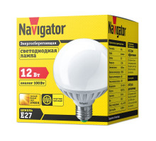 Светодиодная (LED) лампа Navigator NLL-G95-12-230-2.7K-E27 12Вт Е27 Шар (94147) Теплый белый свет