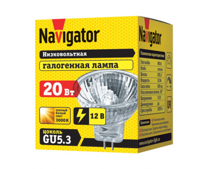 Галогенная лампа Navigator 94 202 MR16 20W 12V 2000h 20 GU5.3 Рефлектор Теплый белый
