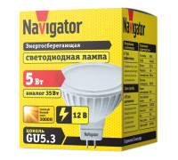 Низковольтная светодиодная (LED) лампа Navigator NLL-MR16-5-12-3K-GU5.3 5Вт GU5.3 Рефлектор (94262) Теплый белый свет