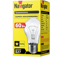 Лампа накаливания Navigator 94 300 NI-A-60-230-E27-CL Е27 Груша 60 Вт