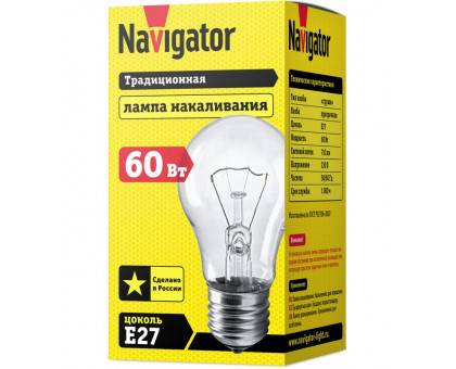 Лампа накаливания Navigator 94 300 NI-A-60-230-E27-CL Е27 Груша 60 Вт