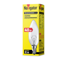 Лампа накаливания Navigator 94 303 NI-B-40-230-E14-CL (КНР) Е14 Свеча 40 Вт