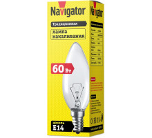 Лампа накаливания Navigator 94 304 NI-B-60-230-E14-CL (КНР) Е14 Свеча 60 Вт
