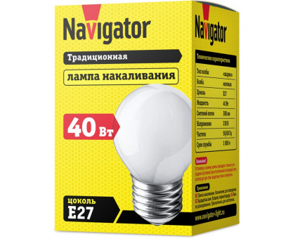 Лампа накаливания Navigator 94 311 NI-C-40-230-E27-FR Е27 Шар 40 Вт