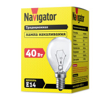 Лампа накаливания Navigator 94 314 NI-C-40-230-E14-CL (КНР) Е14 Шар 40 Вт