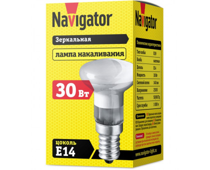 Лампа накаливания Navigator 94 318 NI-R39-30-230-E14 (КНР) Е14 Рефлектор 30 Вт