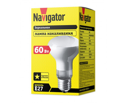 Лампа накаливания Navigator 94 321 NI-R63-60-230-E27-FR (Россия) Е27 Рефлектор 60 Вт