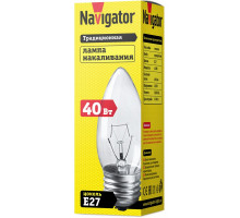 Лампа накаливания Navigator 94 328 NI-B-40-230-E27-CL Е27 Свеча 40 Вт