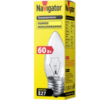 Лампа накаливания Navigator 94 329 NI-B-60-230-E27-CL Е27 Свеча 60 Вт