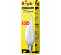 Лампа накаливания Navigator 94 335 NI-FC-60-230-E14-FR Е14 Свеча на ветру 60 Вт