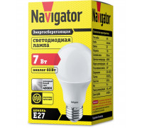 Светодиодная (LED) лампа Navigator NLL-A60-7-230-4K-E27 7Вт Е27 Груша (94386) Холодный белый свет