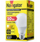 Светодиодная (LED) лампа Navigator NLL-A60-10-230-2.7K-E27 10Вт Е27 Груша (94387) Теплый белый свет