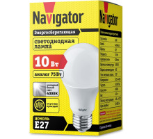 Светодиодная (LED) лампа Navigator NLL-A60-10-230-4K-E27 10Вт Е27 Груша (94388) Холодный белый свет