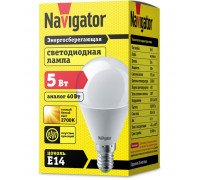 Светодиодная (LED) лампа Navigator NLL-P-G45-5-230-2.7K-E14 5Вт Е14 Шар (94476) Теплый белый свет