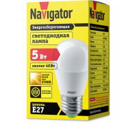 Светодиодная (LED) лампа Navigator NLL-P-G45-5-230-2.7K-E27 5Вт Е27 Шар (94477) Теплый белый свет