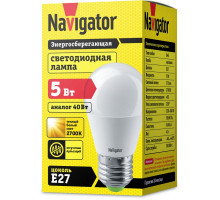 Светодиодная (LED) лампа Navigator NLL-P-G45-5-230-2.7K-E27 5Вт Е27 Шар (94477) Теплый белый свет