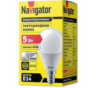 Светодиодная (LED) лампа Navigator NLL-P-G45-5-230-4K-E14 5Вт Е14 Шар (94478) Холодный белый свет