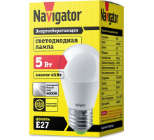 Светодиодная (LED) лампа Navigator NLL-P-G45-5-230-4K-E27 5Вт Е27 Шар (94479) Холодный белый свет