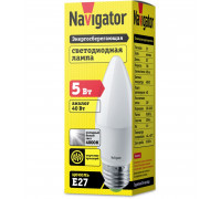 Светодиодная (LED) лампа Navigator NLL-P-C37-5-230-4K-E27-FR 5Вт Е27 Свеча (94483) Холодный белый свет