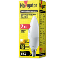 Светодиодная (LED) лампа Navigator NLL-C37-7-230-2.7K-E14-FR 7Вт Е14 Свеча (94491) Теплый белый свет