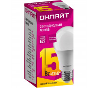 Светодиодная (LED) лампа ОНЛАЙТ OLL-A60-15-230-2.7K-E27 15 Вт Е27 Груша (61149) Теплый белый свет