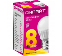 Светодиодная (LED) лампа ОНЛАЙТ 71 626 OLL-G45-8-230-2.7K-E27 8 Вт Е27 Шарик Теплый белый