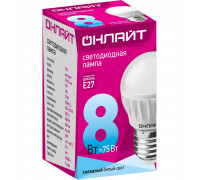 Светодиодная (LED) лампа ОНЛАЙТ 71 627 OLL-G45-8-230-4K-E27 8 Вт Е27 Шарик Холодный белый