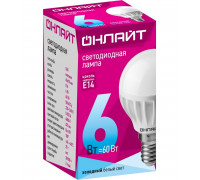 Светодиодная (LED) лампа ОНЛАЙТ OLL-G45-6-230-4K-E14 6 Вт Е14 Шар (71644) Холодный белый свет
