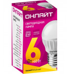 Светодиодная (LED) лампа ОНЛАЙТ OLL-G45-6-230-2.7K-E27 6 Вт Е27 Шар (71645) Теплый белый свет