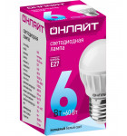Светодиодная (LED) лампа ОНЛАЙТ OLL-G45-6-230-4K-E27 6 Вт Е27 Шар (71646) Холодный белый свет