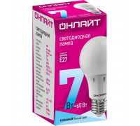 Светодиодная (LED) лампа ОНЛАЙТ OLL-A60-7-230-4K-E27 7 Вт Е27 Груша (71648) Холодный белый свет