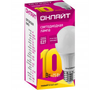 Светодиодная (LED) лампа ОНЛАЙТ OLL-A60-10-230-2.7K-E27 10 Вт Е27 Груша (71649) Теплый белый свет