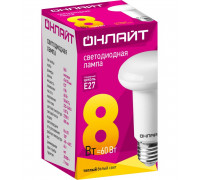 Светодиодная (LED) лампа ОНЛАЙТ OLL-R63-8-230-2.7K-E27 8 Вт Е27 Рефлектор (71653) Теплый белый свет