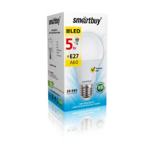 Светодиодная (LED) лампа Smartbuy-A60-05W/3000/E27 (SBL-A60-05-30K-E27-A) Е27 Груша 5 Вт Теплый белый