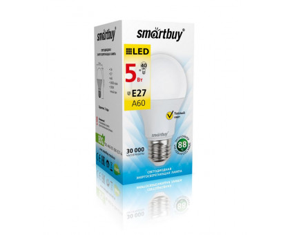 Светодиодная (LED) лампа Smartbuy-A60-05W/3000/E27 (SBL-A60-05-30K-E27-A) Е27 Груша 5 Вт Теплый белый