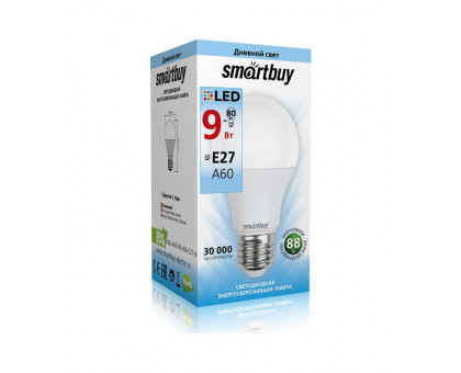 Светодиодная (LED) лампа Smartbuy 9Вт 4000K Груша (SBL-A60-09-40K-E27-N) Холодный белый свет