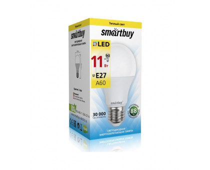 Светодиодная (LED) лампа Smartbuy 11Вт 3000K Груша (SBL-A60-11-30K-E27-A) Теплый белый свет