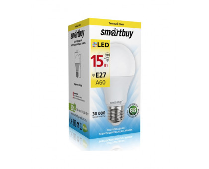 Светодиодная (LED) лампа Smartbuy-A60-15W/3000/E27 (SBL-A60-15-30K-E27) Е27 Груша 15 Вт Теплый белый