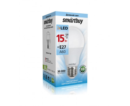 Светодиодная (LED) лампа Smartbuy 15Вт 4000K Груша (SBL-A60-15-40K-E27) Холодный белый свет