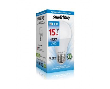 Светодиодная (LED) лампа Smartbuy-A60-15W/6000/E27 (SBL-A60-15-60K-E27) Е27 Груша 15 Вт Дневной белый