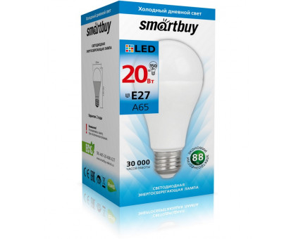 Светодиодная (LED) лампа Smartbuy-A65-20W/6000/E27 (SBL-A65-20-60K-E27) Е27 Груша 20 Вт Дневной белый