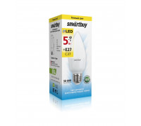 Светодиодная (LED) лампа Smartbuy-C37-05W/3000/E27 (SBL-C37-05-30K-E27) Е27 Свеча 5 Вт Теплый белый
