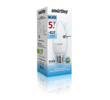 Светодиодная (LED) лампа Smartbuy-C37-05W/4000/E27 (SBL-C37-05-40K-E27) Е27 Свеча 5 Вт Холодный белый