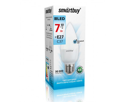 Светодиодная (LED) лампа Smartbuy-C37-07W/4000/E27 (SBL-C37-07-40K-E27) Е27 Свеча 7 Вт Холодный белый