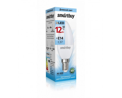 Светодиодная (LED) лампа Smartbuy-C37-12W/4000 (SBL-C37-12-40K-E14) Е14 Свеча 12 Вт Холодный белый
