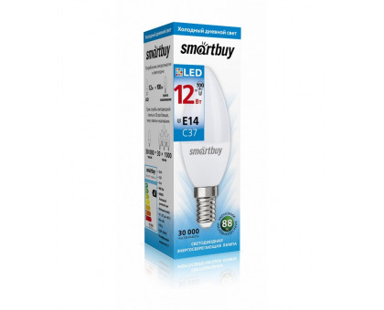 Светодиодная (LED) лампа Smartbuy-C37-12W/6000 (SBL-C37-12-60K-E14) Е14 Свеча 12 Вт Дневной белый