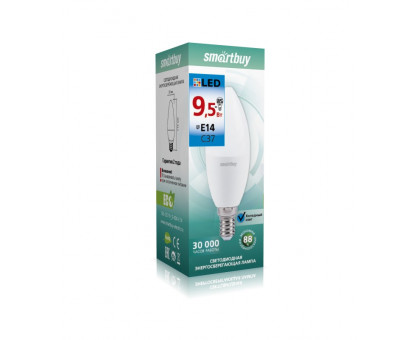 Светодиодная (LED) лампа Smartbuy-C37-9,5W/6000 (SBL-C37-9_5-60K-E14) Е14 Свеча 9,5 Вт Дневной белый