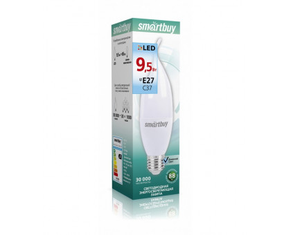 Светодиодная (LED) лампа Smartbuy-C37-9_5W/4000/E27 (SBL-C37Can-9_5-40K-E27) Е27 Свеча на ветру 9,5 Вт Холодный белый