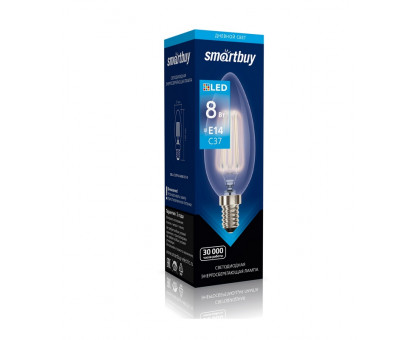 Светодиодная (LED) лампа Smartbuy 8Вт 4000K Свеча (SBL-C37F-8-40K-E14) Холодный белый свет